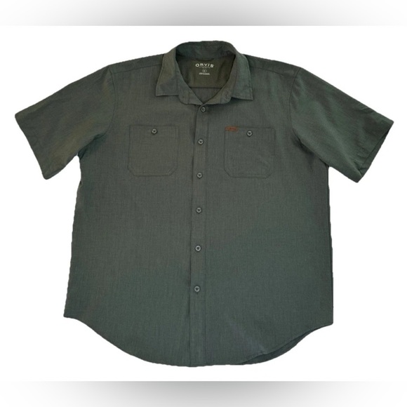 Orvis Classic Collared Shirt Mens XL Green Short Sleeve Button Outdoor Pockets - Picture 7 of 8